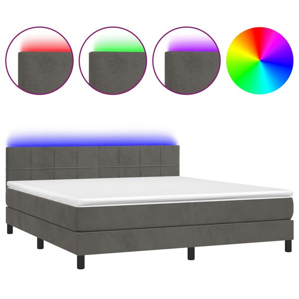 vidaXL &Kappa;&rho;&epsilon;&beta;ά&tau;&iota; Boxspring &mu;&epsilon; &Sigma;&tau;&rho;ώ&mu;&alpha; & LED &Sigma;&kappa;. &Gamma;&kappa;&rho;&iota; 160x200&epsilon;&kappa;. &Beta;&epsilon;&lambda;&omicron;ύ&delta;&iota;&nu;&omicron;