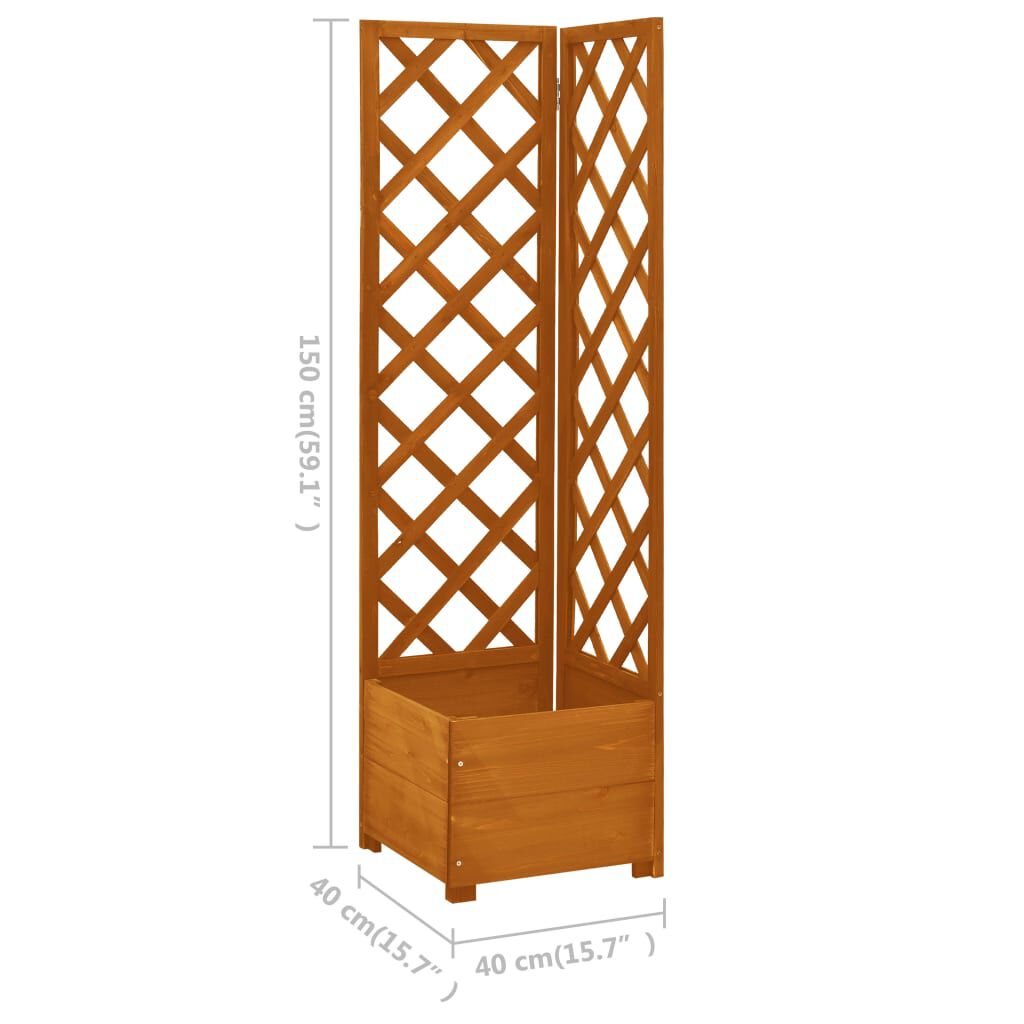 vidaXL Γλάστρα Γωνιακή με Καφασωτό Πορτοκαλί 40x40x150 εκ. Ξύλο Ελάτης