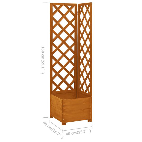 vidaXL Γλάστρα Γωνιακή με Καφασωτό Πορτοκαλί 40x40x150 εκ. Ξύλο Ελάτης