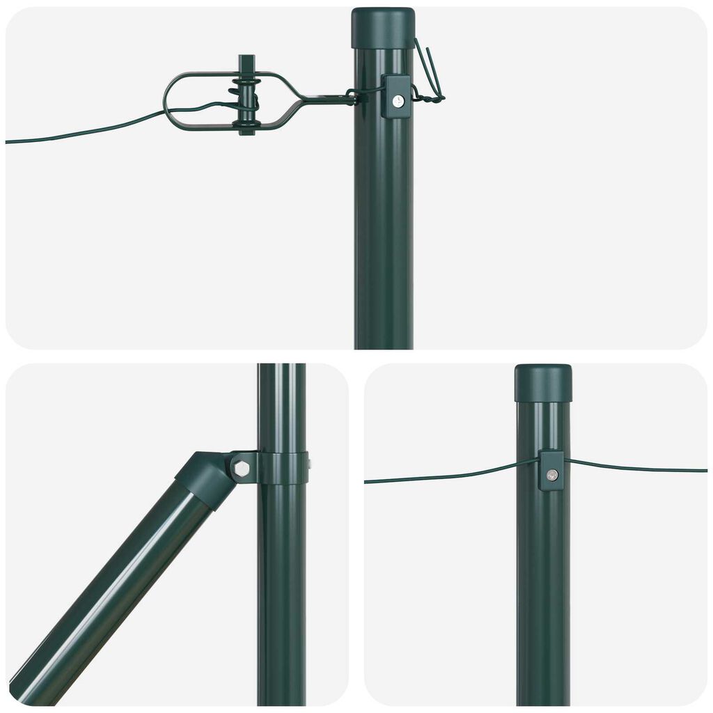 vidaXL Σετ Πόλων Περιφράξεων με Έμπροσθεν 7 pcs Πράσινο Ø32mm 100 εκ