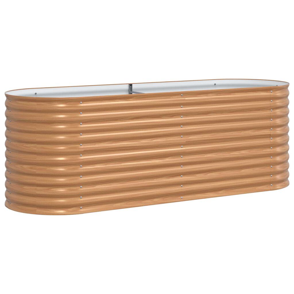 vidaXL Καφέ Υψηλό Κρεβάτι Κήπου - Όψη Ξύλου 240x80x81 εκ. Ατσάλι