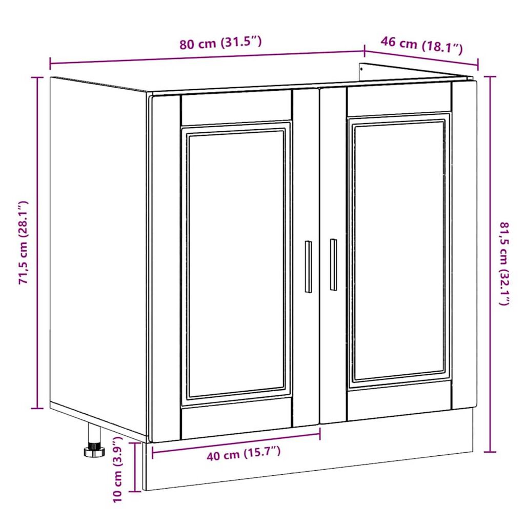 vidaXL Βάση νιπτήρα 2 pcs Γκρι 80 x 46 x 84.5 εκ. Επεξεργασμένο ξύλο