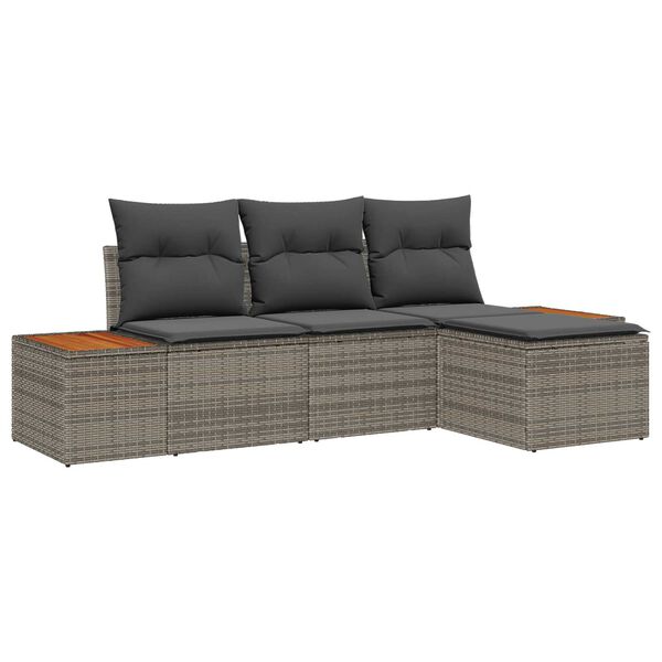 vidaXL με μαξιλάρι Ρυθμιζόμενος 4 pcs Γκρι 239 x 117 x 37 εκ