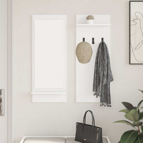 vidaXL Τοίχου Κρεμάστρα Λευκό 70 x 10 x 90 εκ. Επεξεργασμένο ξύλο