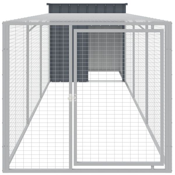vidaXL Κοτέτσι με Περίβολο Ανθρακί 110x405x110 εκ. Γαλβαν. Χάλυβας