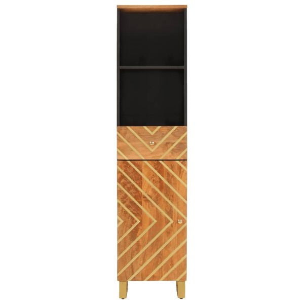 vidaXL Ντουλάπι Μπάνιου Καφέ/Μαύρο 38x33,5x160 εκ. Μασίφ Ξύλο Μάνγκο