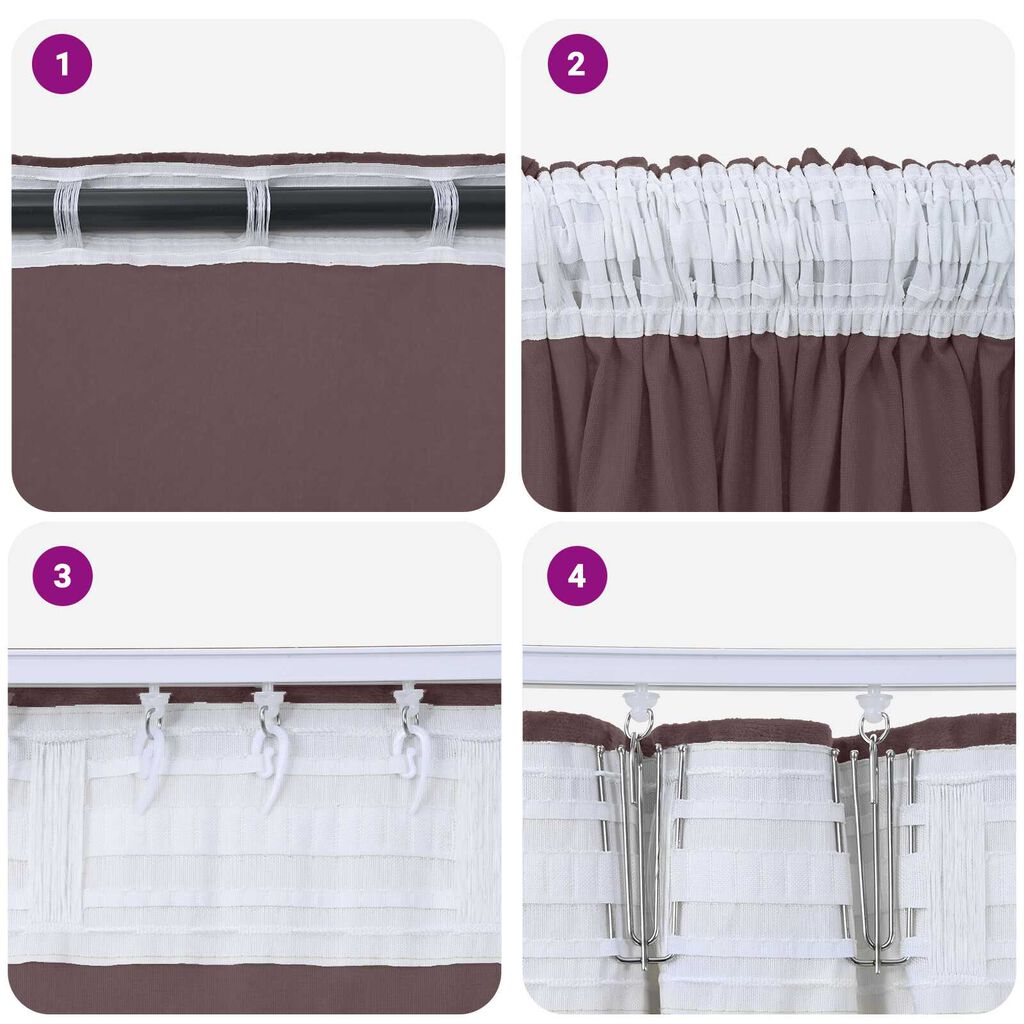 vidaXL Βελούδινες Κου curtains 2 τεμ. με οπές Καφέ 140x140 εκ.