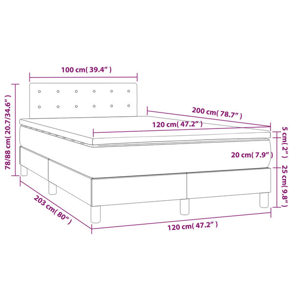 vidaXL Κρεβάτι Boxspring με Στρώμα Λευκό 120x200εκ.από Συνθετικό Δέρμα