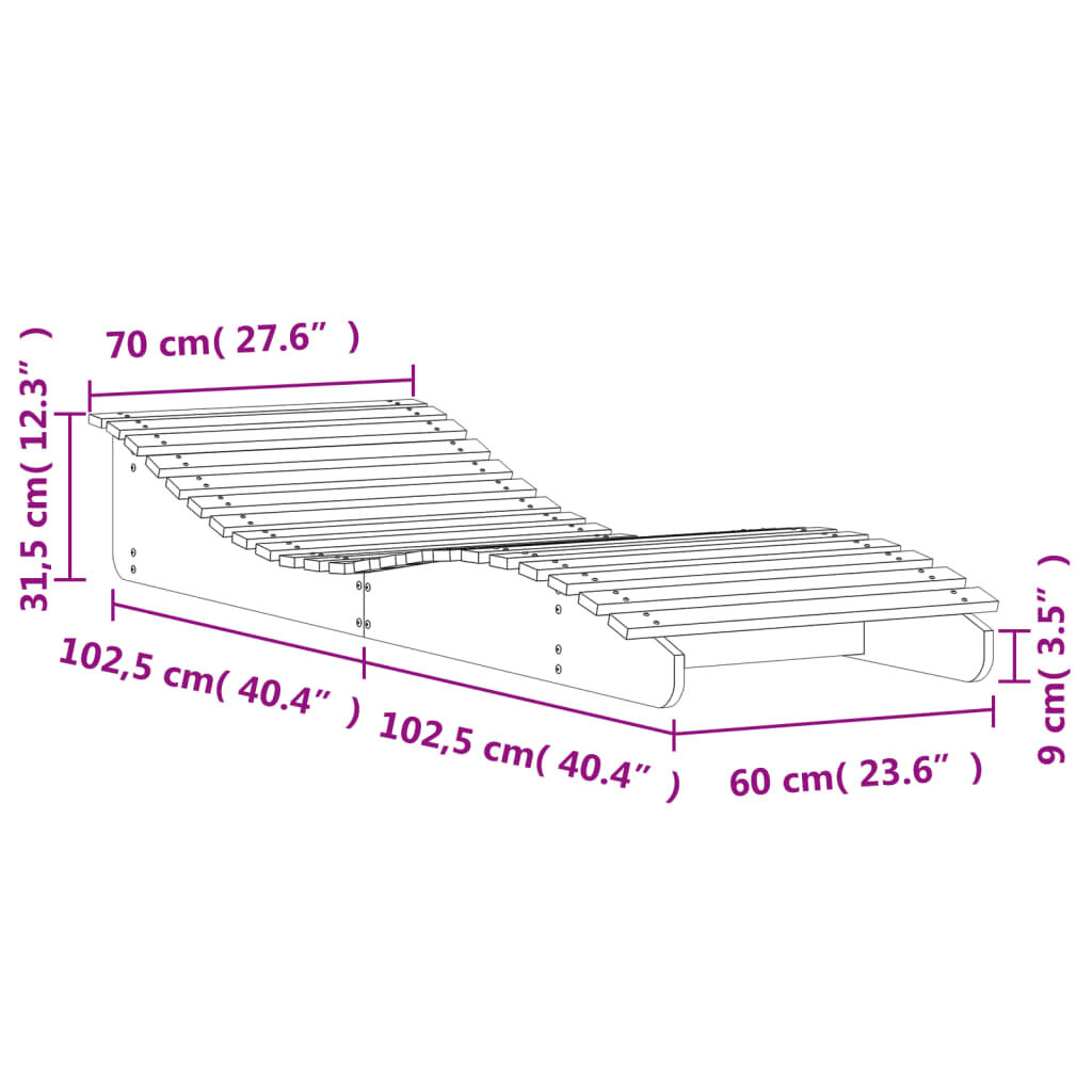 vidaXL Ξαπλώστρα Καφέ Κεριού 205x70x31,5 εκ. από Μασίφ Ξύλο Πεύκου