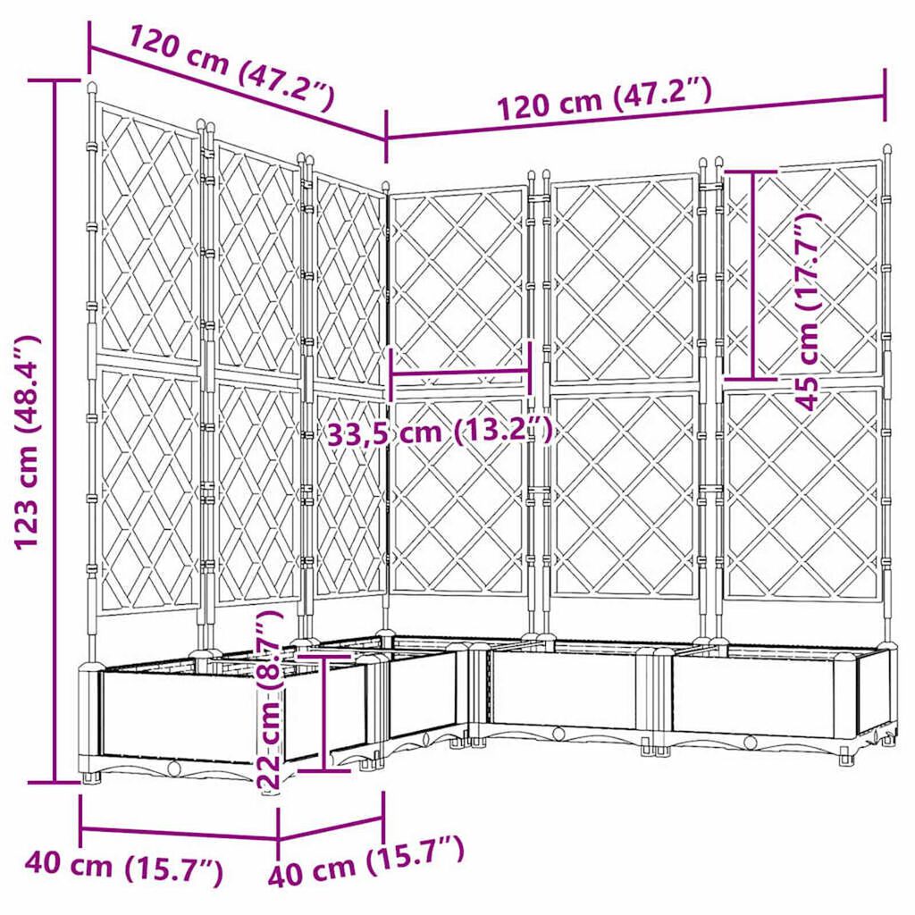 vidaXL Κηποτινάκι με Τρέλα 5 pcs Καφέ 120 x 120 x 125.5 εκ. PP