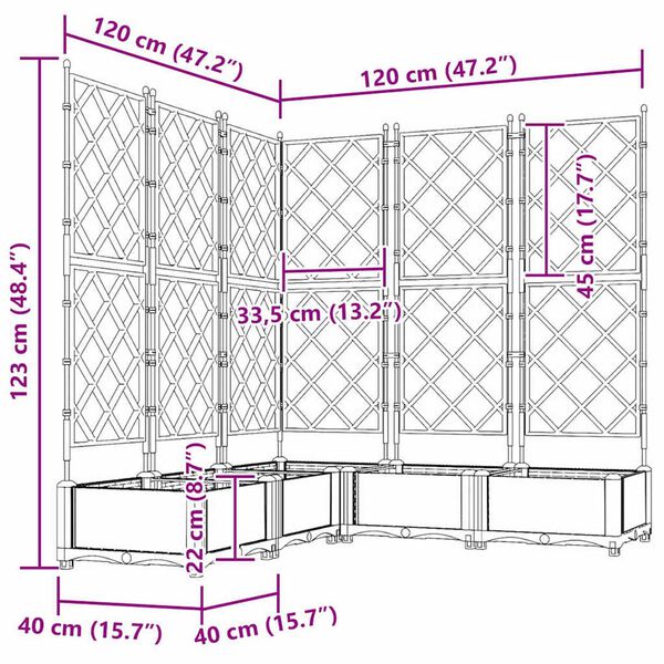 vidaXL Κηποτινάκι με Τρέλα 5 pcs Καφέ 120 x 120 x 125.5 εκ. PP