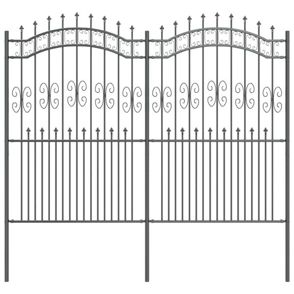 vidaXL Φράχτης Κήπου Γκρι 215 cm Ατσάλι με Επικάλυψη Πούδρας