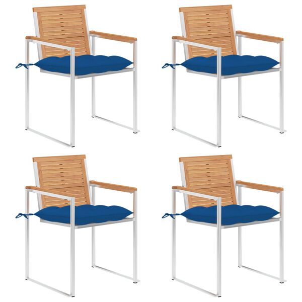 vidaXL Καρέκλες Κήπου 4 τεμ. από Μασίφ Ξύλο Teak με Μαξιλάρια