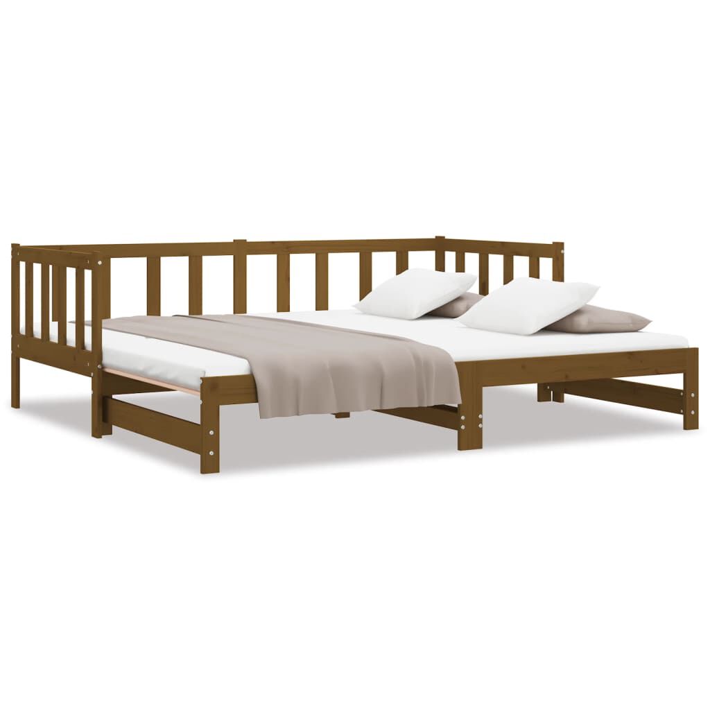 vidaXL Καναπές Κρεβάτι Συρόμενος Μελί 2x(90x190) εκ. Μασίφ Ξύλο Πεύκου