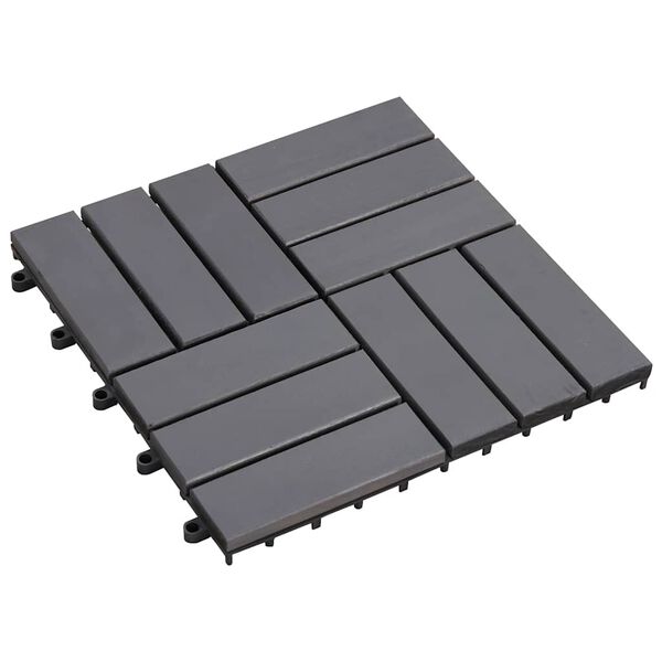 vidaXL Πλακάκια Deck 10 τεμ. Γκρι Πατίνα 30x30 εκ. Μασίφ Ξύλο Ακακίας