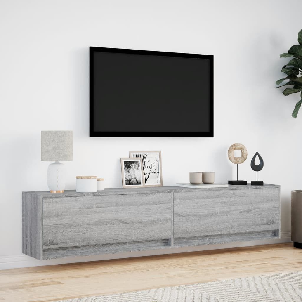vidaXL Έπιπλο Τοίχου Τηλεόρασης με LED Γκρι Sonoma 180x31x38 εκ.