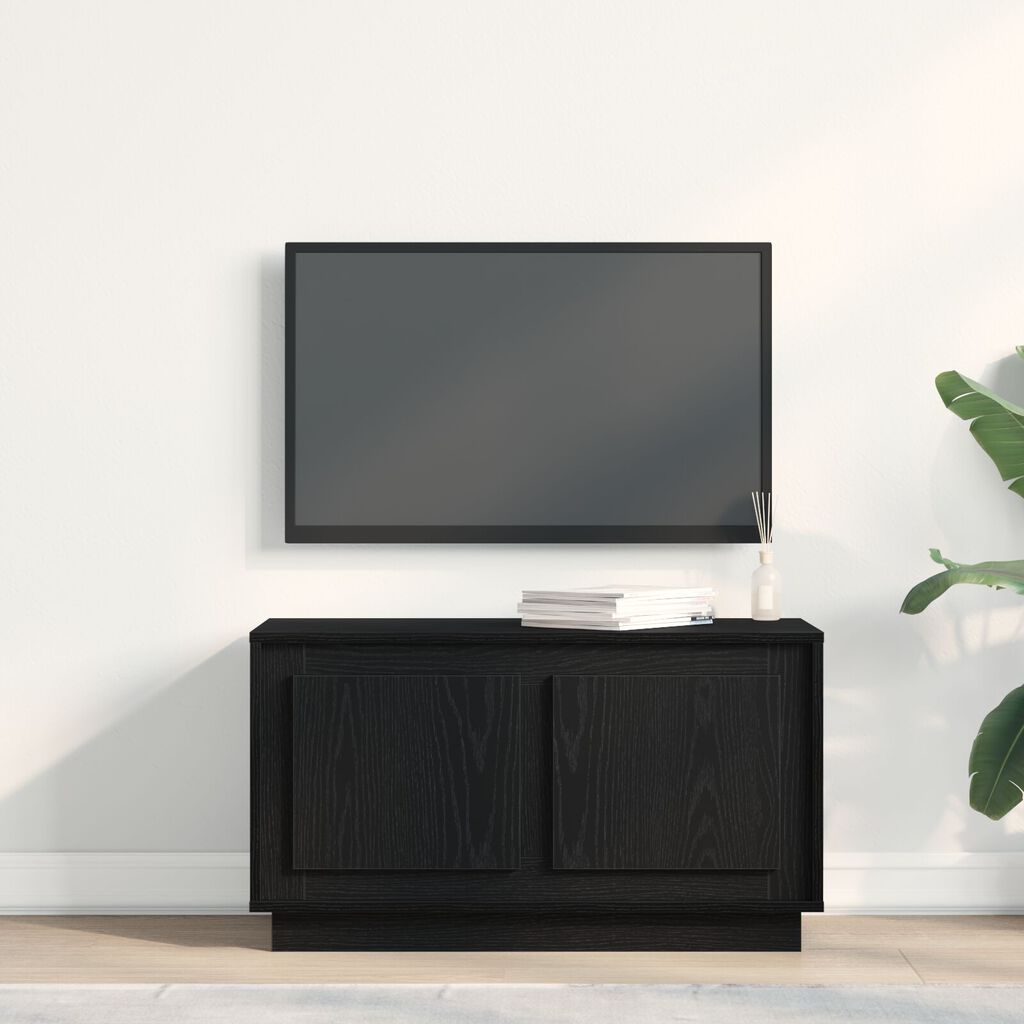 vidaXL Βάση τηλεόρασης Μαύρο Δρυς 80x35x45 εκ Κατασκευασμένο ξύλο