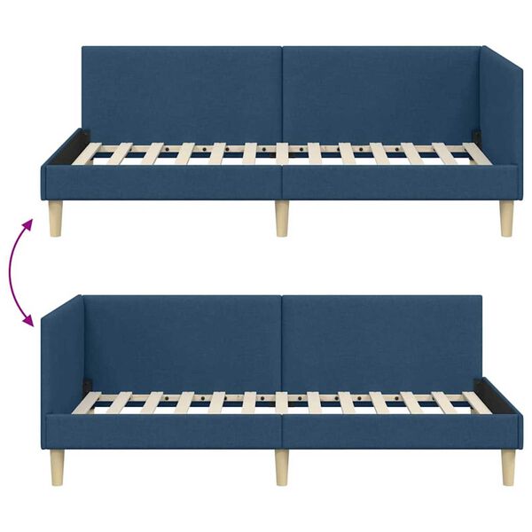 vidaXL Κρεβάτι Γωνίας Άλλο Μπλε 80 x 200 cm Ύφασμα και Έργο ξύλου