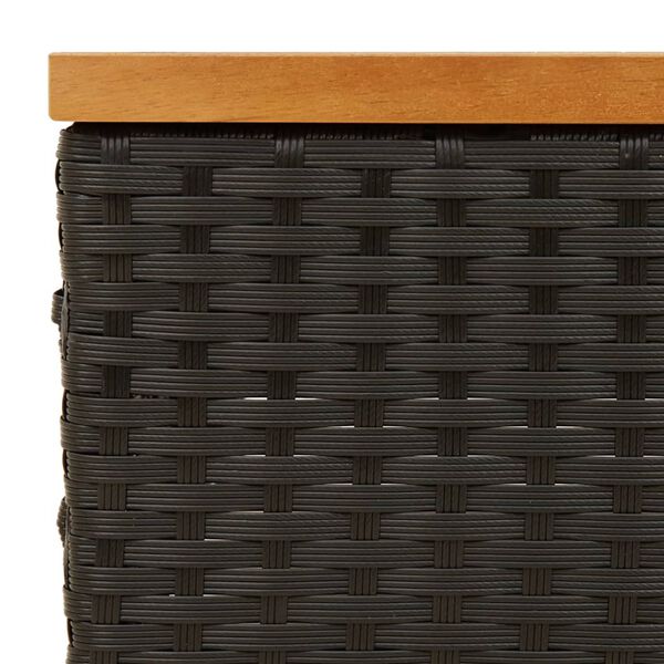vidaXL Τραπέζι Κήπου Μαύρο 70x70x25 εκ. από Ρατάν και Ξύλο Ακακίας