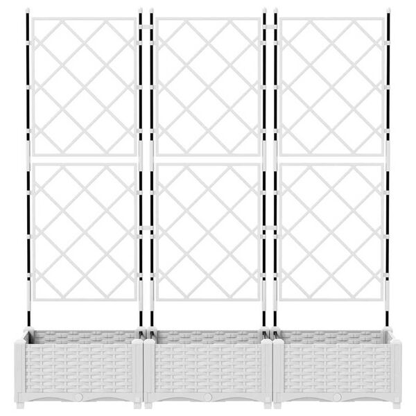 vidaXL Γλάστρα Κήπου με Πλέγμα 3 τμχ Λευκή 120x40x125.5 εκ