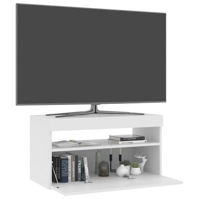 vidaXL Έπιπλο Τηλεόρασης με LED Γυαλιστερό Λευκό 75 x 35 x 40 εκ.