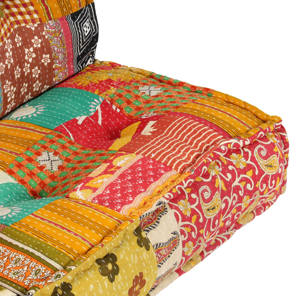 vidaXL Πουφ Patchwork 100 x 100 x 20 εκ. Υφασμάτινο