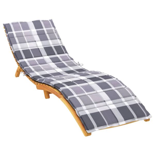 vidaXL Μαξιλάρι Ξαπλώστρας Γκρι Καρό 200 x 60 x 3εκ. από Ύφασμα Oxford