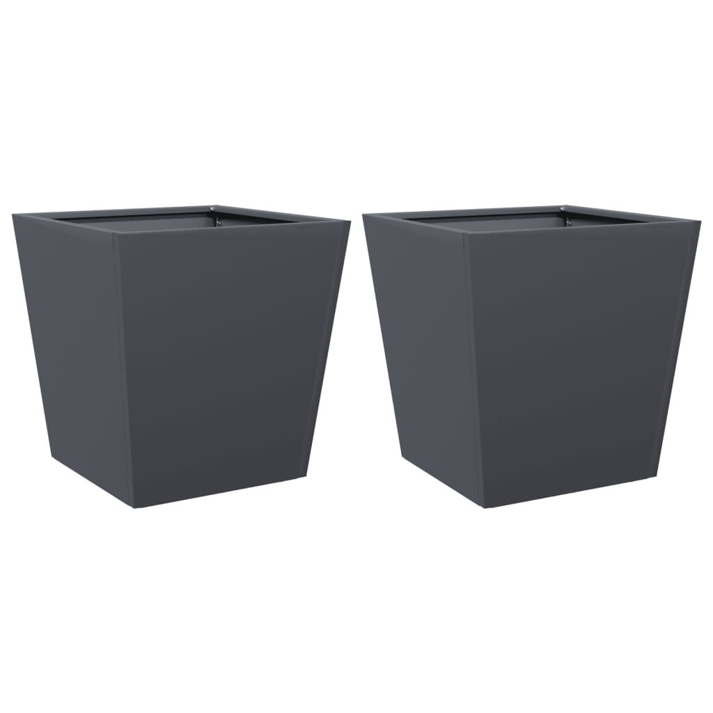 vidaXL Ζαρντινιέρες Κήπου 2 τεμ. Ανθρακί 40x40x40 εκ. από Ατσάλι