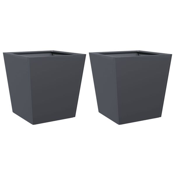 vidaXL Ζαρντινιέρες Κήπου 2 τεμ. Ανθρακί 40x40x40 εκ. από Ατσάλι