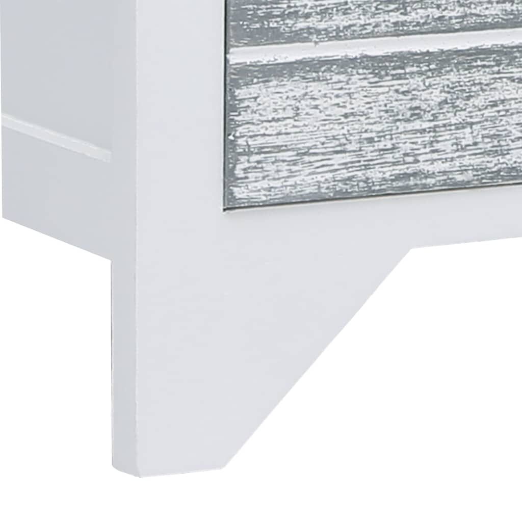 vidaXL Έπιπλο Τηλεόρασης Λευκό/Γκρι 108x30x40 εκ. Μασίφ Ξύλο Παυλώνιας