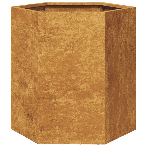 vidaXL Ζαρντινιέρα Κήπου Εξάγωνη 46x40x45 εκ. Χάλυβας καιρού