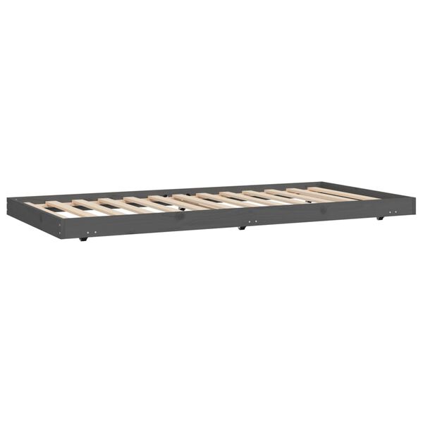 vidaXL Πλαίσιο Κρεβατιού Γκρι 75 x 190 εκ. από Μασίφ Ξύλο Πεύκου