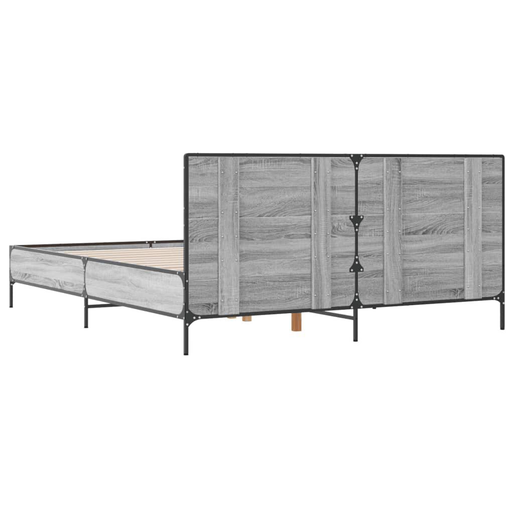 vidaXL Πλαίσιο Κρεβατιού Γκρι Sonoma 140x190 εκ. Επεξ. Ξύλο & Μέταλλο
