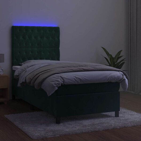 vidaXL &Kappa;&rho;&epsilon;&beta;ά&tau;&iota; Boxspring &mu;&epsilon; &Sigma;&tau;&rho;ώ&mu;&alpha; & LED &Sigma;&kappa;. &Pi;&rho;ά&sigma;&iota;&nu;&omicron; 100x200&epsilon;&kappa; &Beta;&epsilon;&lambda;&omicron;ύ&delta;&omicron;