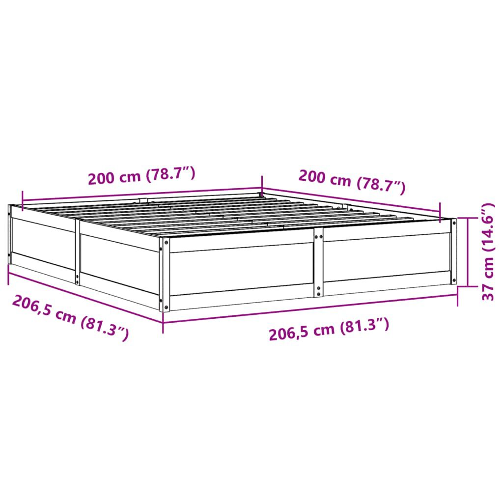 vidaXL Σκελετός Κρεβ. Χωρίς Στρώμα Καφέ Κεριού 200x200 εκ Μασίφ Πεύκο