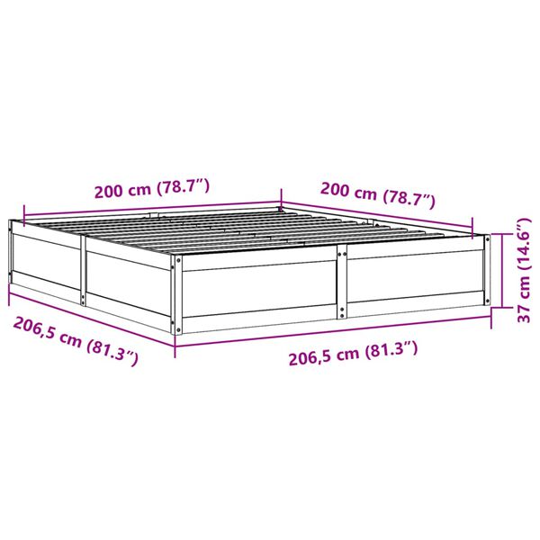 vidaXL Σκελετός Κρεβ. Χωρίς Στρώμα Καφέ Κεριού 200x200 εκ Μασίφ Πεύκο