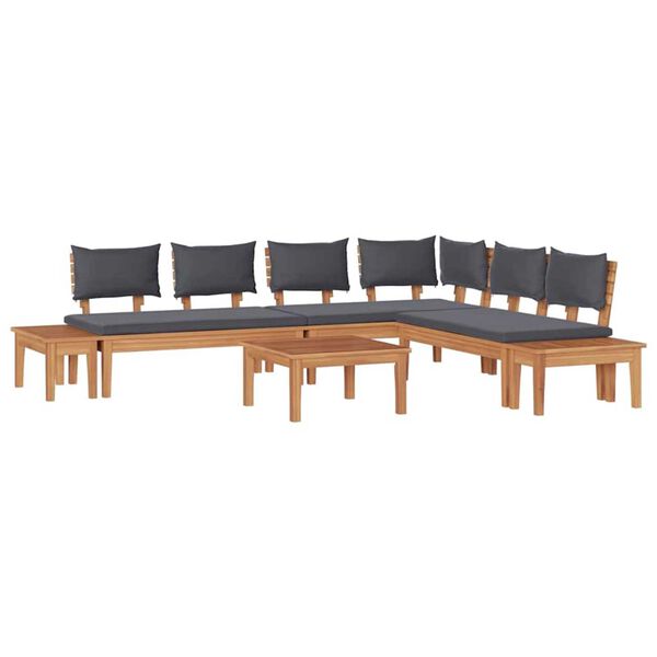 vidaXL Σετ Παγκάκι Κήπου 3 pcs Καφέ, Γκρί Πολυ rattan, βαμμένο ατσάλι