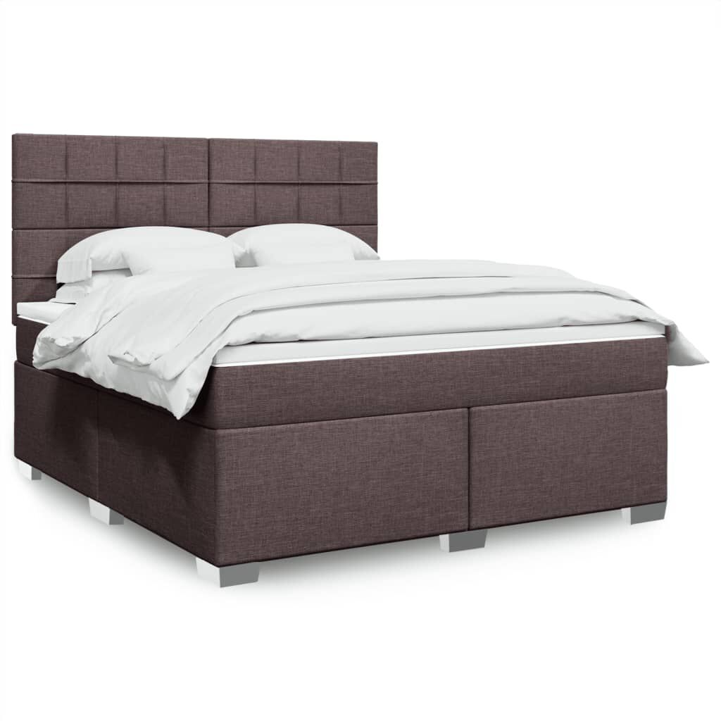 vidaXL Κρεβάτι Boxspring με Στρώμα Σκούρο Καφέ 180x200 εκ Υφασμάτινο
