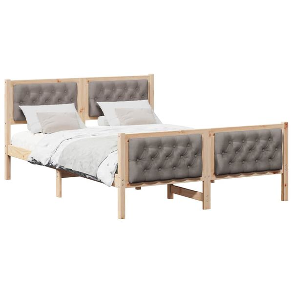 vidaXL Σκελετός Κρεβατιού Taupe 140 x 190 cm Στερεά ξυλεία πεύκου