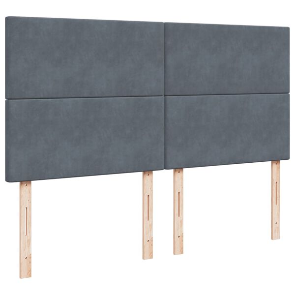 vidaXL Κρεβάτι Boxspring με Στρώμα Σκούρο Γκρι 200x200 εκ. Βελούδινο