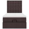 vidaXL Οθωμανικό κρεβάτι με στρώμα & LEDs Σκούρο καφέ 100x200cm Ύφασμα