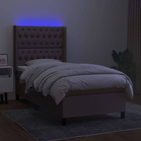 vidaXL &Kappa;&rho;&epsilon;&beta;ά&tau;&iota; Boxspring &mu;&epsilon; &Sigma;&tau;&rho;ώ&mu;&alpha; & LED Taupe 80x200 &epsilon;&kappa;. &Upsilon;&phi;&alpha;&sigma;&mu;ά&tau;&iota;&nu;&omicron;