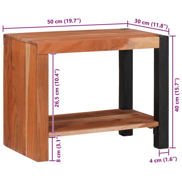 vidaXL Βιβλιοθήκη Καφέ, Μαύρο 50 x 30 x 40 εκ. Στερεό Ξύλο Ακακίας