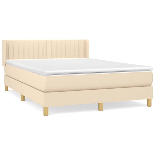 vidaXL &Kappa;&rho;&epsilon;&beta;ά&tau;&iota; Boxspring &mu;&epsilon; &Sigma;&tau;&rho;ώ&mu;&alpha; &Kappa;&rho;&epsilon;&mu; 140x190 &epsilon;&kappa;. &Upsilon;&phi;&alpha;&sigma;&mu;ά&tau;&iota;&nu;&omicron;