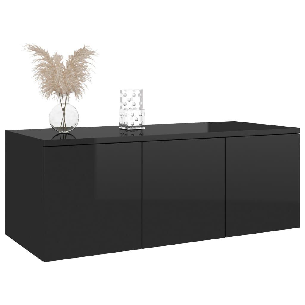vidaXL Έπιπλο Τηλεόρασης Γυαλιστερό Μαύρο 80x34x30 εκ. Επεξ. Ξύλο