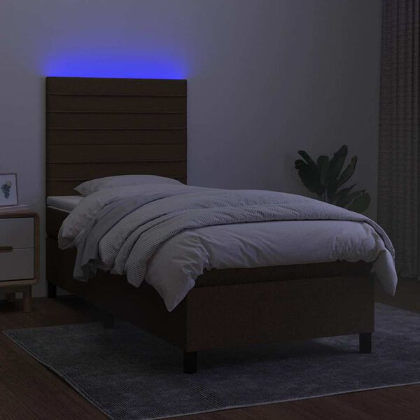 vidaXL &Kappa;&rho;&epsilon;&beta;ά&tau;&iota; Boxspring &mu;&epsilon; &Sigma;&tau;&rho;ώ&mu;&alpha; & LED &Sigma;&kappa;.&Kappa;&alpha;&phi;έ 90x200 &epsilon;&kappa;. &Upsilon;&phi;&alpha;&sigma;&mu;ά&tau;&iota;&nu;&omicron;