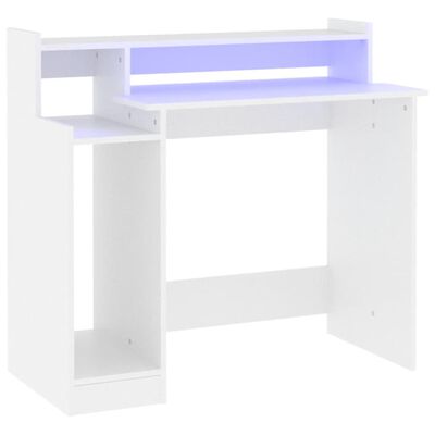 vidaXL Γραφείο με LED Λευκό 97 x 45 x 90 εκ. από Επεξεργασμένο Ξύλο
