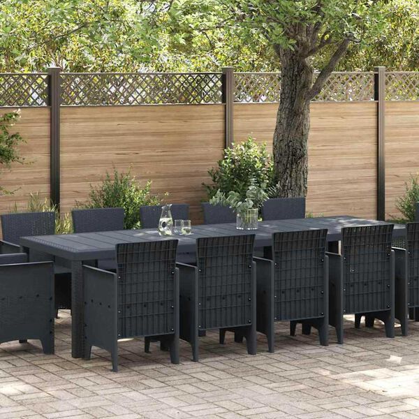 vidaXL Σέτ φαγητού για κήπο 11 pcs Καφέ και Ταπεί Πολυ ράταν