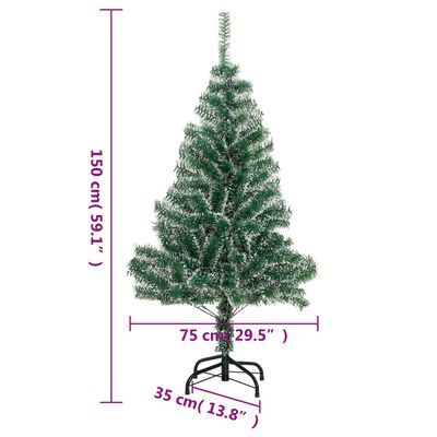 vidaXL Χριστουγεννιάτικο Δέντρο Τεχνητό με 150 LED & Χιόνι 150 εκ.