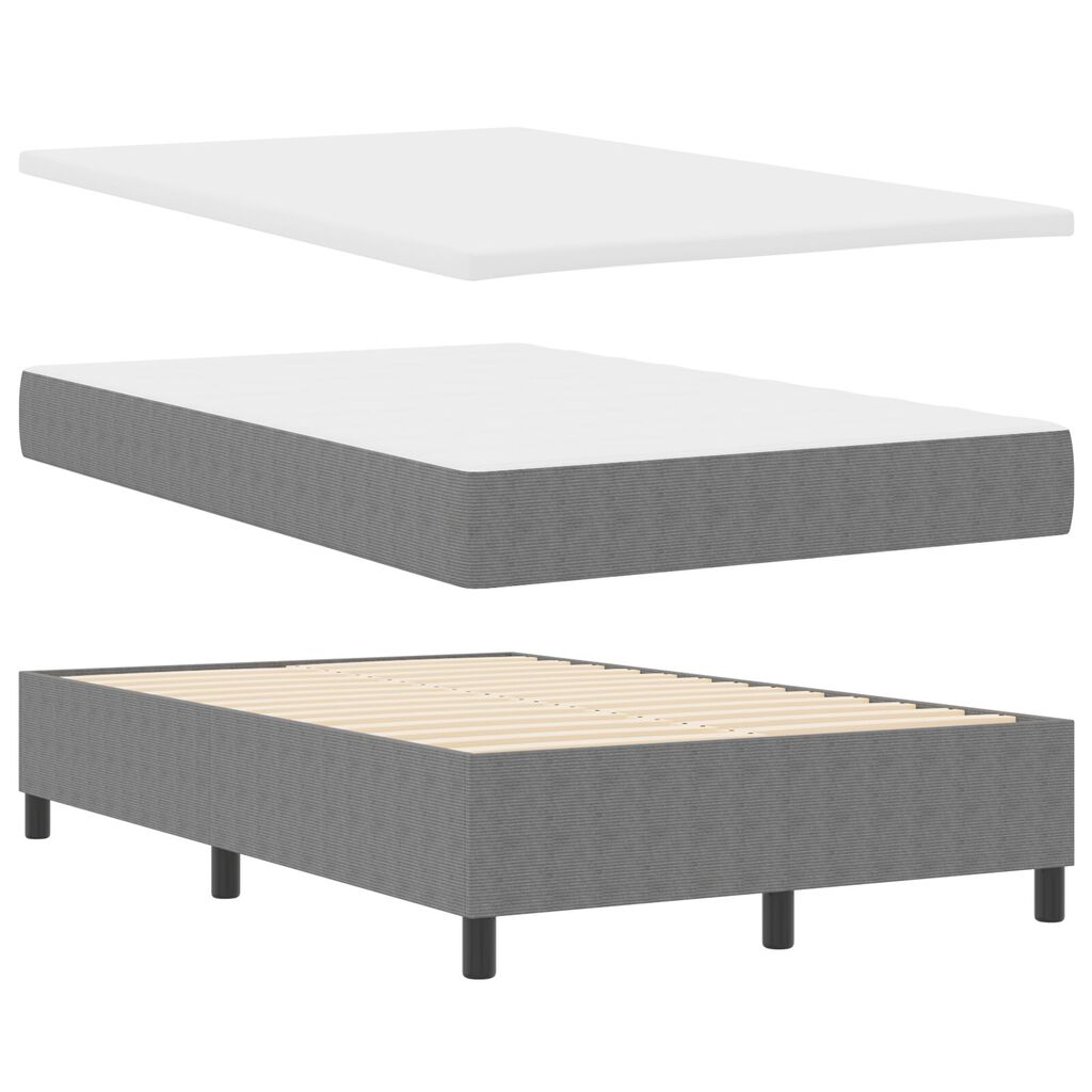 vidaXL Κρεβάτι Box Spring με Στρώμα & LED Ανοιχτό Γκρι 120x200 εκ Ραβδωτού ύφασματος